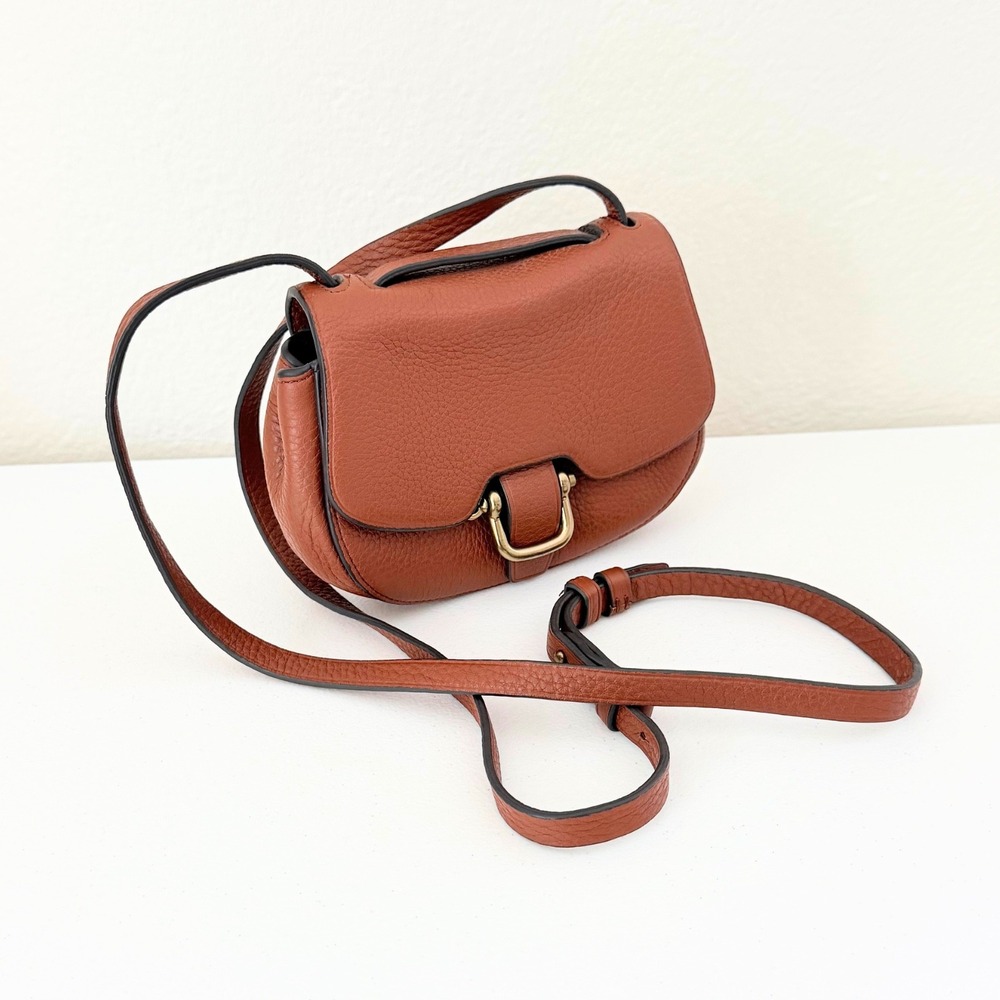 JCrew Mini Rider Italian Leather Crossbody Bag Cognac Gold Hardware Like New
